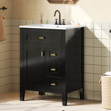 Load image into Gallery viewer, Bathroom Vanity With Sink, 3 Drawers & Cabinet With 2 Tier Door Storage Rack, Soft Close Doors & Drawers