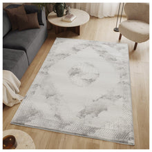 Load image into Gallery viewer, Geometrix - 5'3" X 7'3" Medallion Area Rug With Geometric 3D Effect - Ivory / Gray