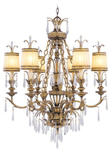 Load image into Gallery viewer, 41" Six Light Metal Dimmable Chandelier With Shades - Gold
