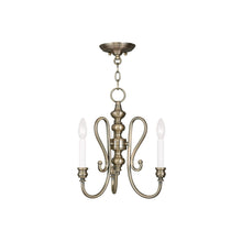 Load image into Gallery viewer, Three Light Metal Dimmable Chandelier With Shades - Antiqued Brass