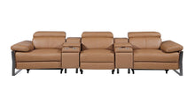 Load image into Gallery viewer, Top Grain Leather Reclining Metal USB Sofa (720345) - Chestnut
