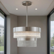 Load image into Gallery viewer, 23" Five Light Dimmable Chandelier With Shades - Nickel