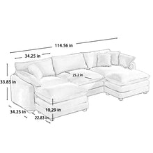 Load image into Gallery viewer, Modern Oversized Modular Cushion Sofa With Ottoman, Low Back, Deep Seating Sofa Set