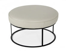 Load image into Gallery viewer, Faux Leather And Black Ottoman - Light Gray