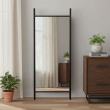 Load image into Gallery viewer, 71" Wood Leaning Ladder Framed Full Length Mirror - Black