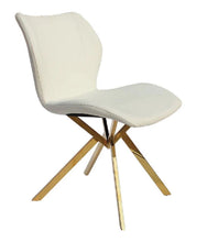 Load image into Gallery viewer, Upholstered Faux Leather Dining Side Chairs (Set of 4) - White / Gold
