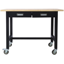 Load image into Gallery viewer, Work Bench, Workbench With Drawer Storage, Heavy Duty Bamboo Wood Work Table With Wheels For Garage Home Office