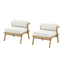 Load image into Gallery viewer, La Fiora - Outdoor Patio Iron Club Chair (Set of 2) - Off White / Teak