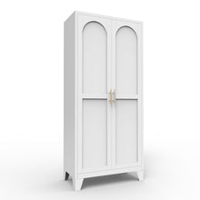 Load image into Gallery viewer, 2 Shapely Doors Cabinet Metal Storage Cabinet With Doors And Adjustable Shelves For Bedroom Living Room - White