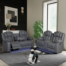 Load image into Gallery viewer, Raize - 10 Power Console Reclining Loveseat With LED - Gray