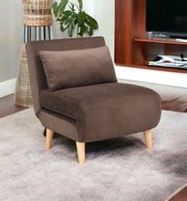 Load image into Gallery viewer, Plush Upholstered Convertible Chair And Toss Pillow - Brown And Natural