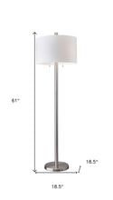 Load image into Gallery viewer, Two Light Traditional Shaped Floor Lamp White Drum Shade - Silver White