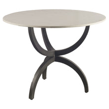 Load image into Gallery viewer, 40" Rounded Marble And Metal Three Leg Base Dining Table - Black