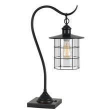 Load image into Gallery viewer, Metal Lantern Style Desk Lamp With Edison Bulb - Bronze