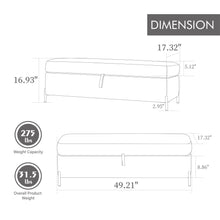 Load image into Gallery viewer, Wide Upholstered Storage Soft Bench Ottoman With Metal Legs