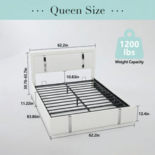 Load image into Gallery viewer, Upholstered Platform Bed Frame With Adjustable LED Headboard, USB C-Charging, Hydraulic Lift