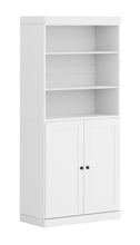 Load image into Gallery viewer, Adjustable Six Tier Library Bookcase With Two Doors - White