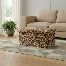 Load image into Gallery viewer, 30" Animal Print Storage Ottoman - Beige / Brown