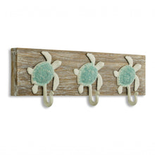 Load image into Gallery viewer, Coastal Sea Turtle Three Hook Coat Hanger - Brown