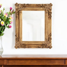 Load image into Gallery viewer, 23" Antiqued Ornate Scroll Framed Accent Mirror - Gold