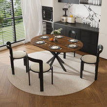 Load image into Gallery viewer, Round Dining Table With Extendable Blades, X Base