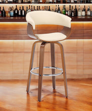 Load image into Gallery viewer, Solid Wood Swivel Low Back Counter Height Bar Chair - Cream And Brown