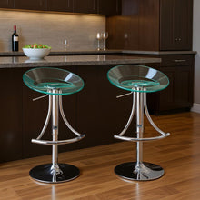Load image into Gallery viewer, Contemporary Metal And Heavy Duty Plastic Low Back Adjustable Height Bar Chair - Clear