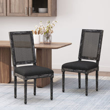 Load image into Gallery viewer, French Country Dining Chair With Rectangular Cane Backrest And Smooth Upholstered Seating
