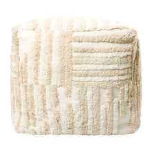 Load image into Gallery viewer, Cotton Cube Striped Pouf Ottoman - Beige