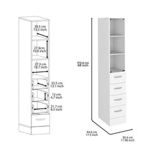 Load image into Gallery viewer, Linen Cabinet, 3 Shelves, 4 Drawers And Metal Handles - White
