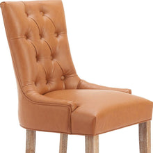 Load image into Gallery viewer, Tufted Faux Leather Solid Wood Dining Side Chair - Brown