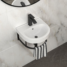 Load image into Gallery viewer, Wall Mounted Bathroom Sink With Towel Bar And Faucet - White / Black