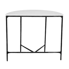 Load image into Gallery viewer, 36" Genuine Marble And Iron Half Moon Console Table - White And Black