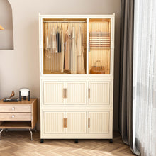 Load image into Gallery viewer, Portable Wardrobe Closet Storage Organizer With 9 Magnetic Doors - Cream White