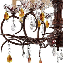 Load image into Gallery viewer, Hanging Ceiling Lamp With Clear And Amber Crystals - Burnished Bronze