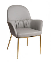Load image into Gallery viewer, Mod Faux Leather And Gold Accent Chair - Gray