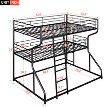 Load image into Gallery viewer, Industrial Triple Bunk Bed With Dual Ladders Frame, Space Saving Design