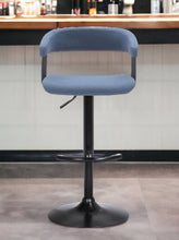 Load image into Gallery viewer, Fabric With Metal Swivel Adjustable Height Bar Chair - Blue And Black