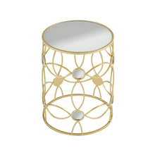 Load image into Gallery viewer, Modern Side Table With Mirror Top And Metal Frame - Gold / Clear