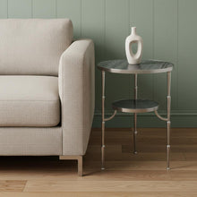 Load image into Gallery viewer, Marble And Iron Round End Table - Nickel
