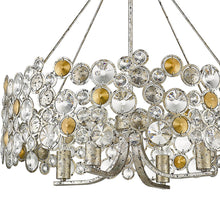 Load image into Gallery viewer, Shaded Four Light Metal And Crystals Dimmable Chandelier With Shades - Silver