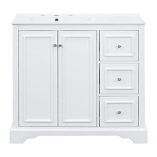 Load image into Gallery viewer, Bathroom Vanity With Sink, Soft-Close Doors, Adjustable U-Shelf, 3 Drawers