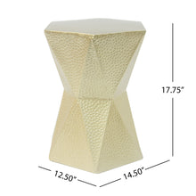 Load image into Gallery viewer, Modern Hexagon Side Table With Knockout Pit Texture - Gold