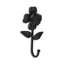 Load image into Gallery viewer, 4" Cast Iron Flower Wall Hook - Black