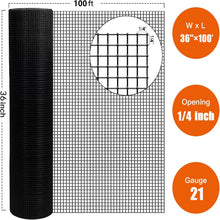 Load image into Gallery viewer, Vinyl Coated Hardware Cloth, Welded Wire Fence For Poultry And Home Improvement - Black