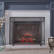 Load image into Gallery viewer, Markus - Modern Single Panel Iron Firescreen Black Brushed Silver