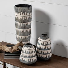 Load image into Gallery viewer, Geometric Cylinder Table Vase - Gray / Ivory