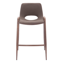 Load image into Gallery viewer, 26" Modern Faux Leather And Steel Low Back Counter Height Bar Chairs (Set of 2) - Brown