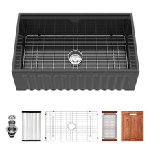 Load image into Gallery viewer, Porcelain Ceramic Farmhouse Sink Workstation With Reversible Apron Design - Single Bowl