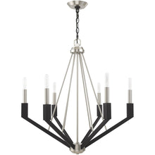 Load image into Gallery viewer, 27" Six Light Dimmable Chandelier With Shades - Nickel